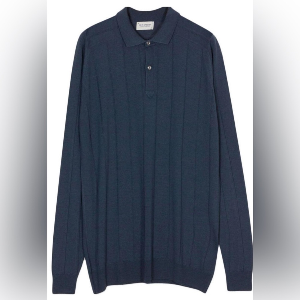 John Smedley - Rampston Textured Long Sleeve Shirt. Midnight Color.